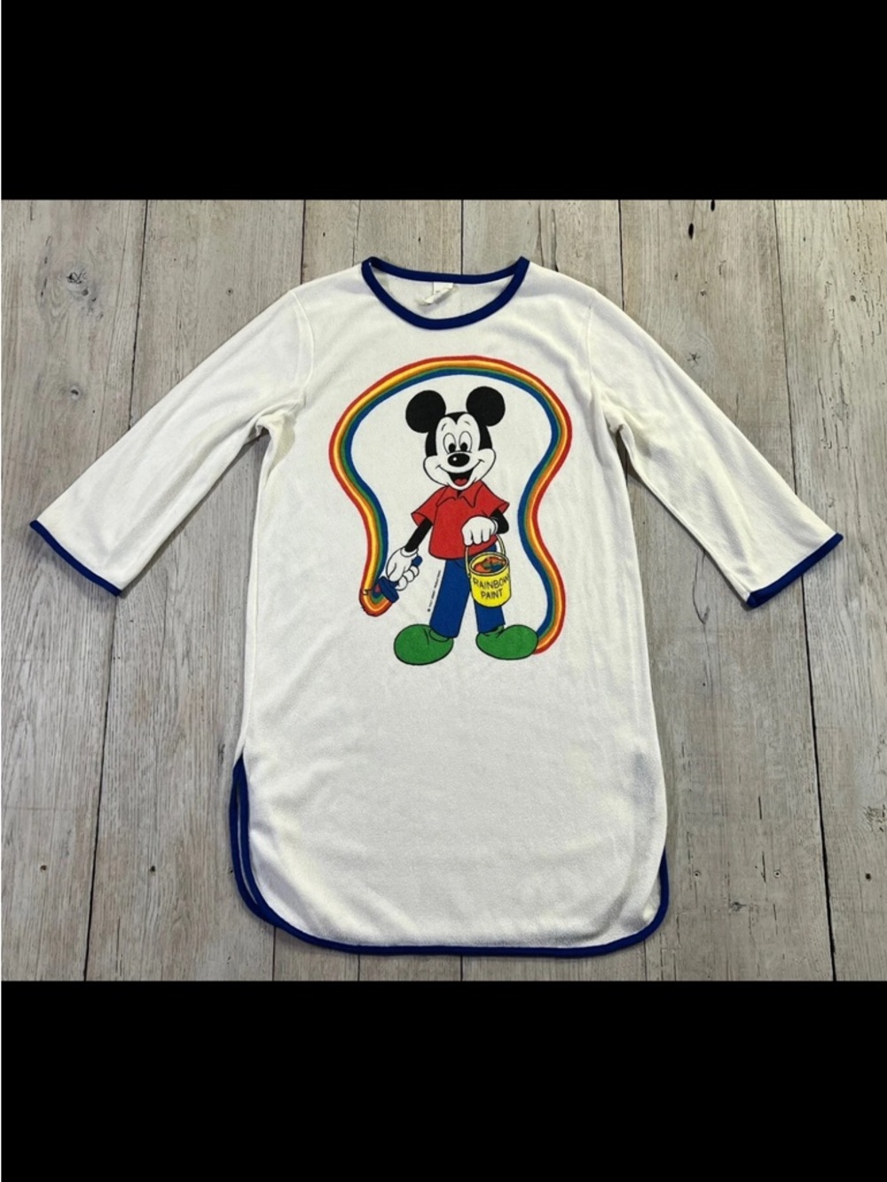 Vintage 90’s Girls Mickey Mouse Rainbow Paint Sleep Shirt Size M/L